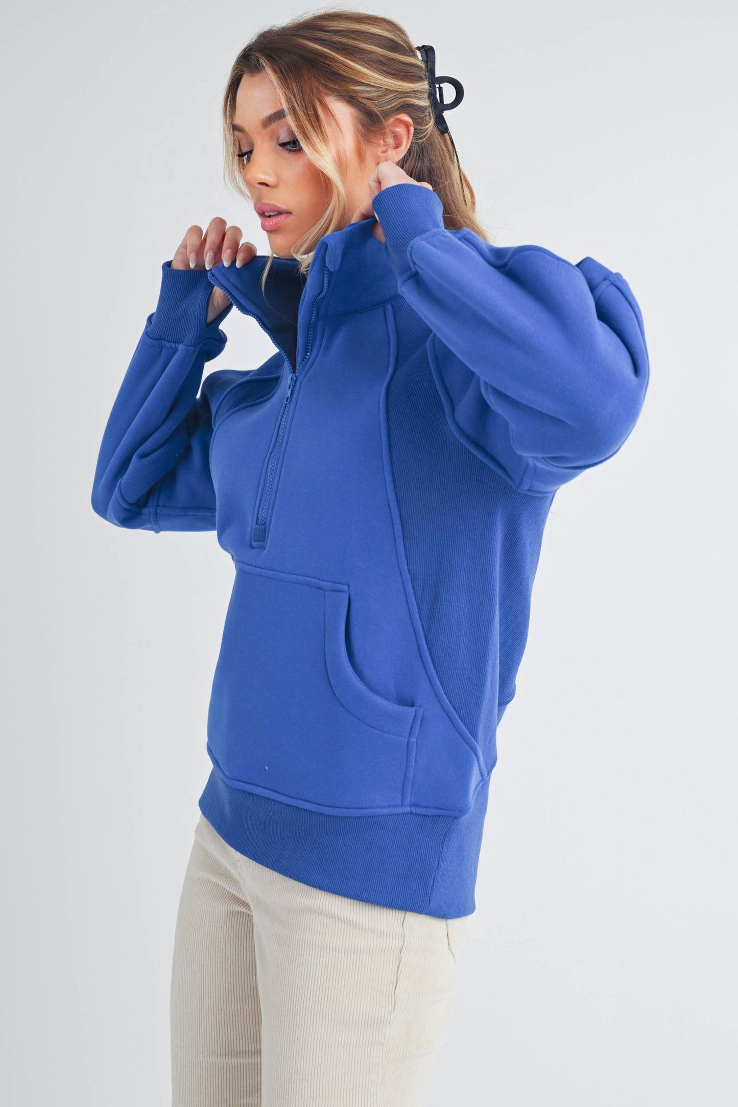 Dove Funnel Neck Half Zip-Long