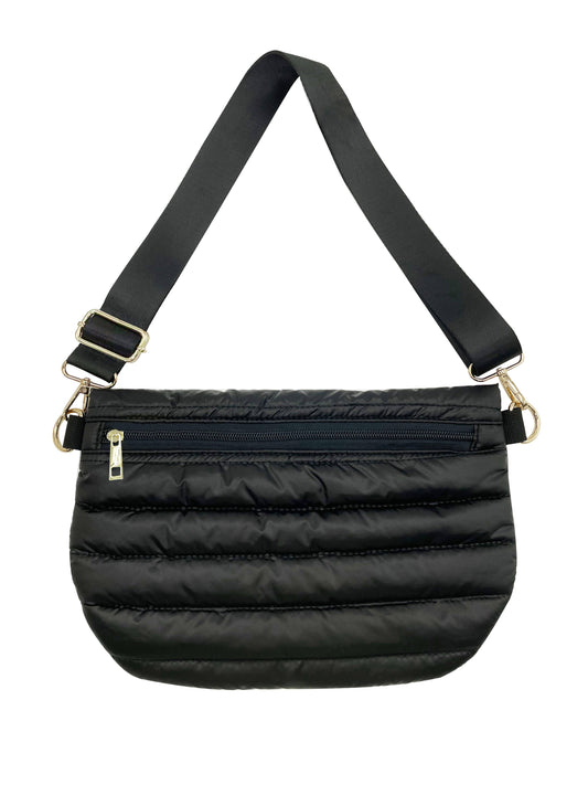 Black Puffer Messenger Crossbody Shoulder Bag