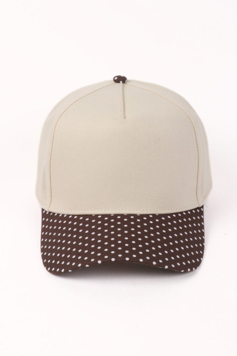 Polka Dot Printed Brim 5-Panel Two-Tone Cap – Trendy Casual