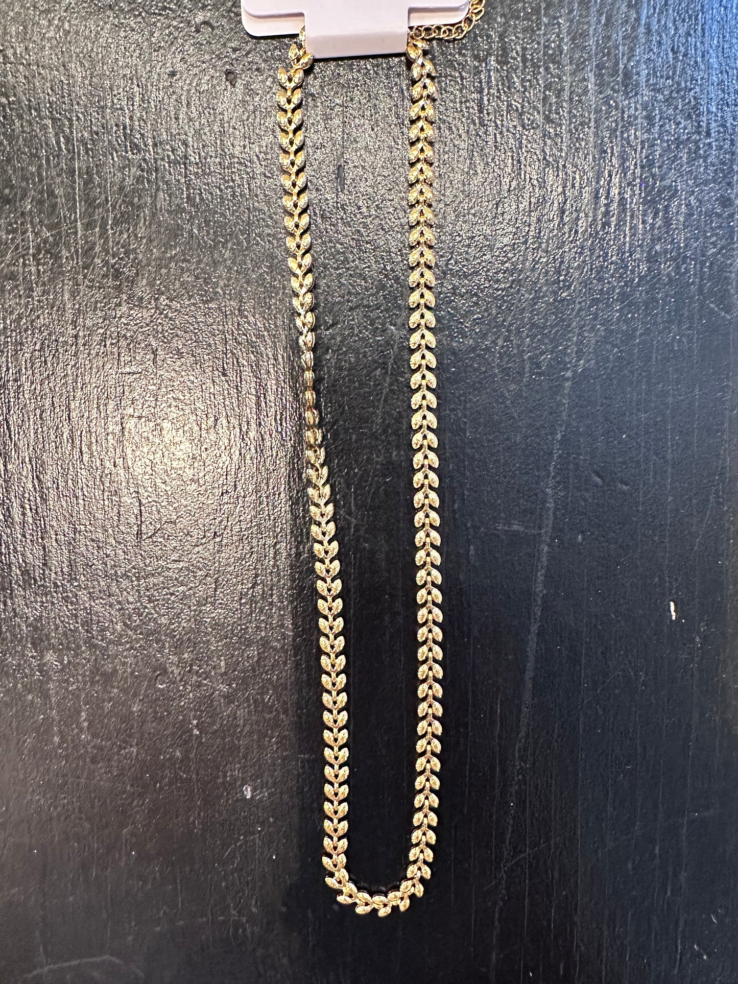 Gold herringbone chain necklace