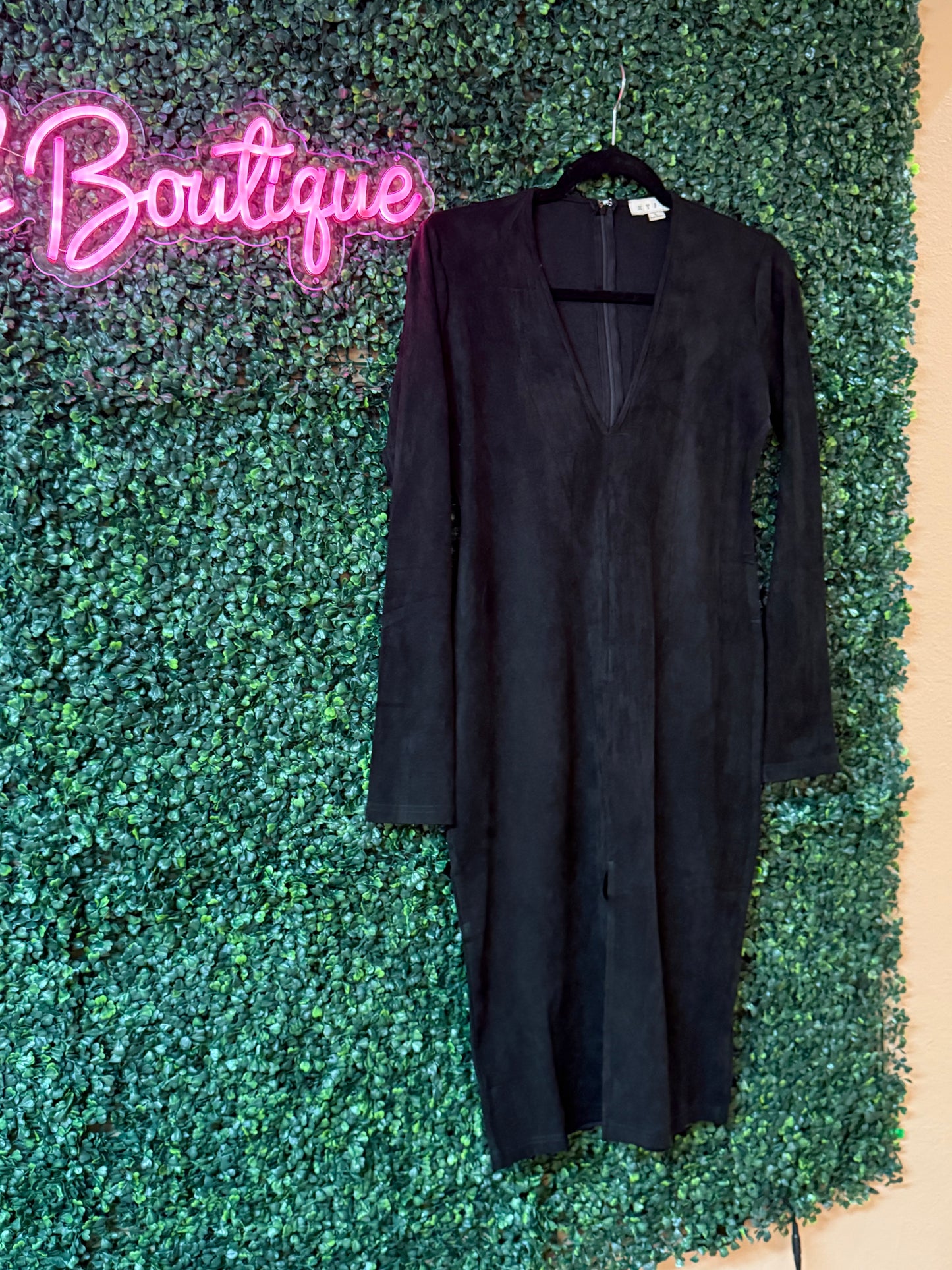 Brittany black velour dress