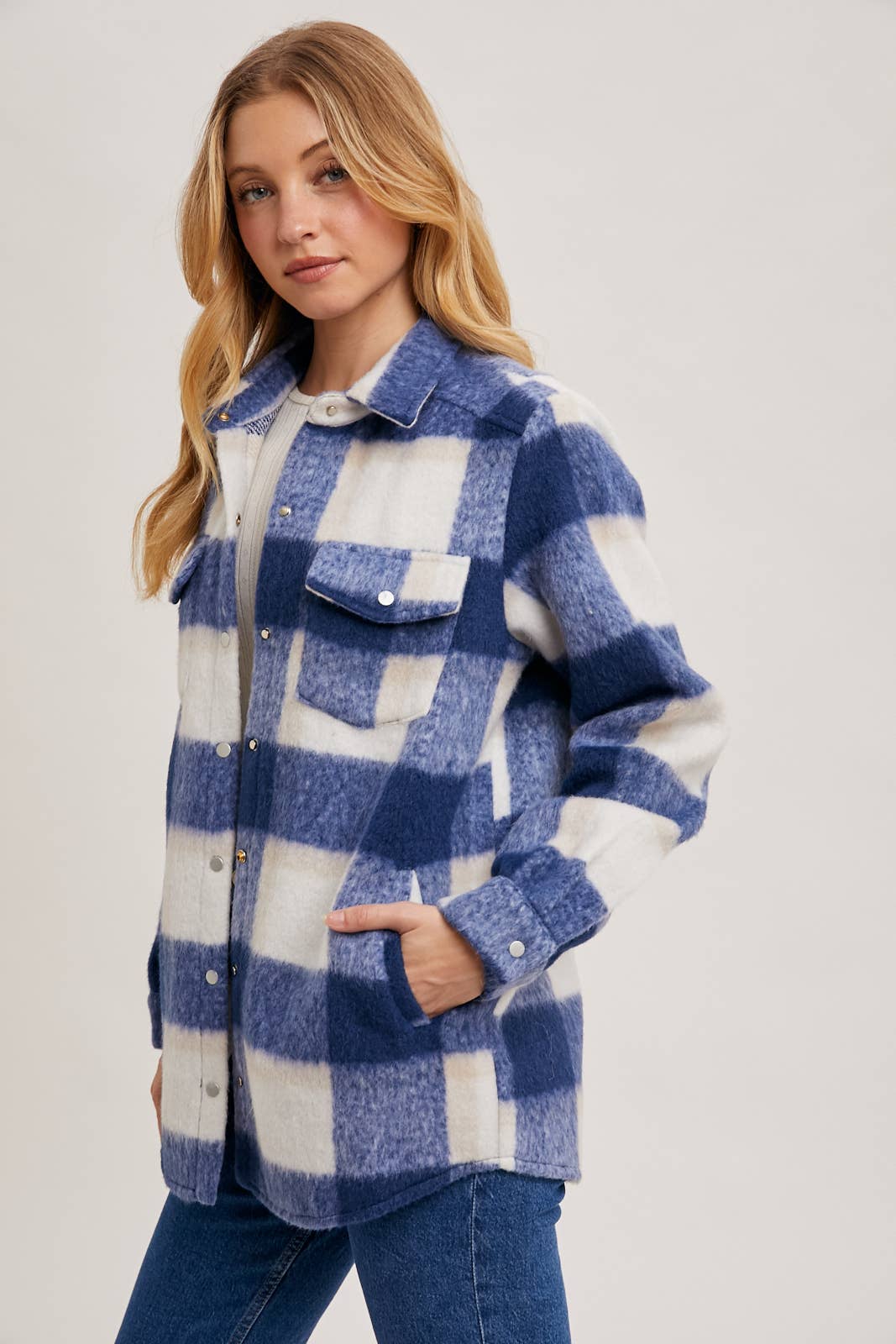 PLAID BRUSHED FLANNEL SHACKET