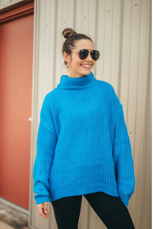 Ocean Blue Turtle Neck Sweater