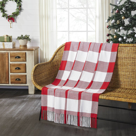 Red Check Woven Throw 50x60