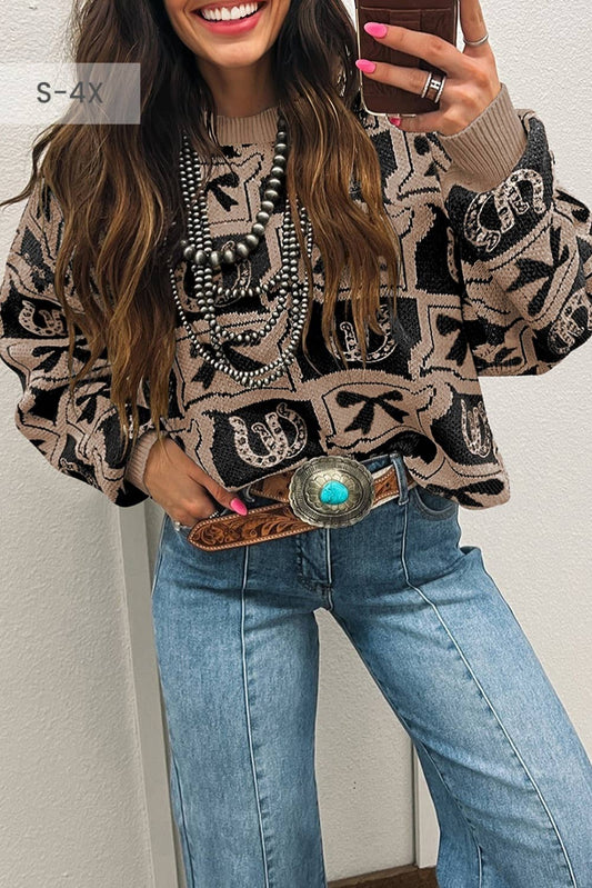 Bows Horseshoes Western Sweater
