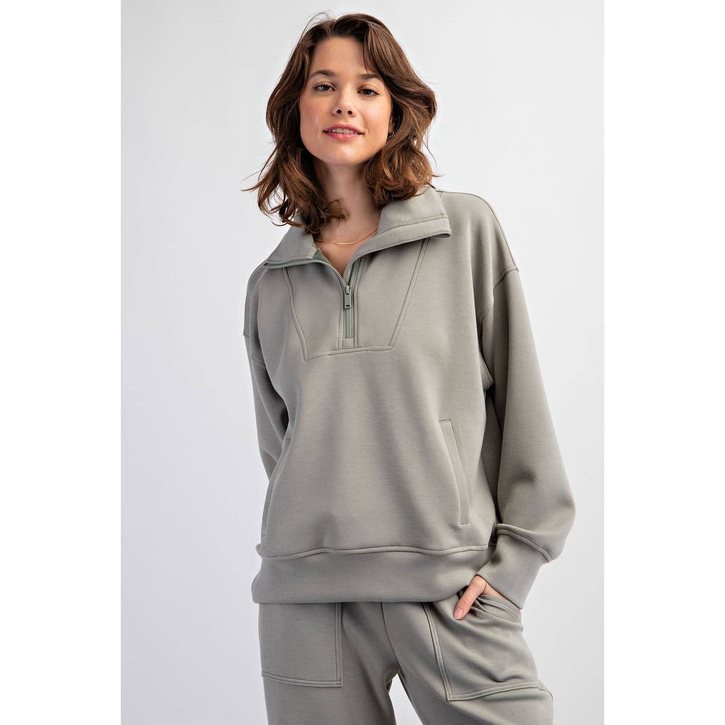 QUARTER ZIP FUNNEL NECK PULLOVER