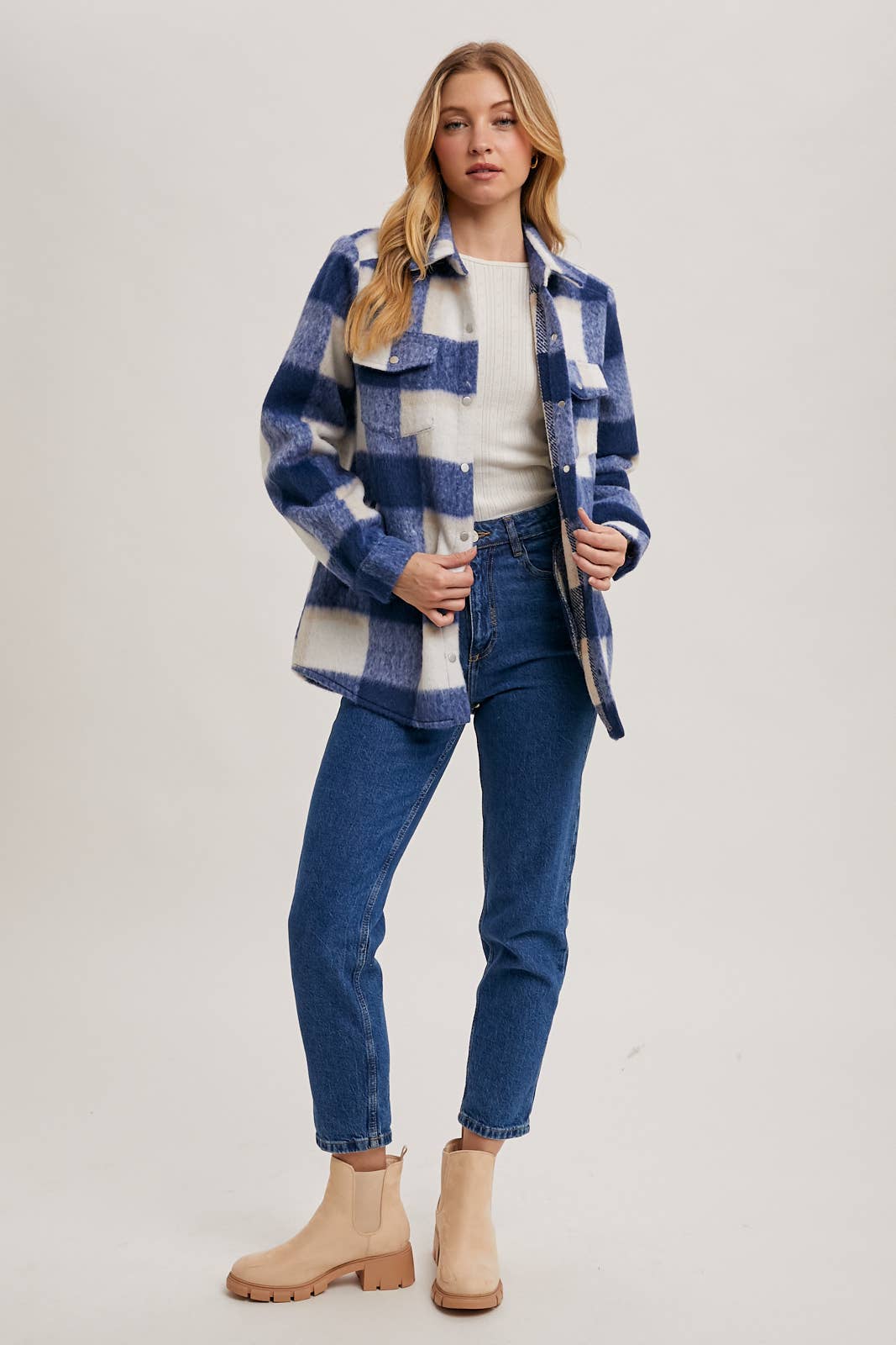 PLAID BRUSHED FLANNEL SHACKET