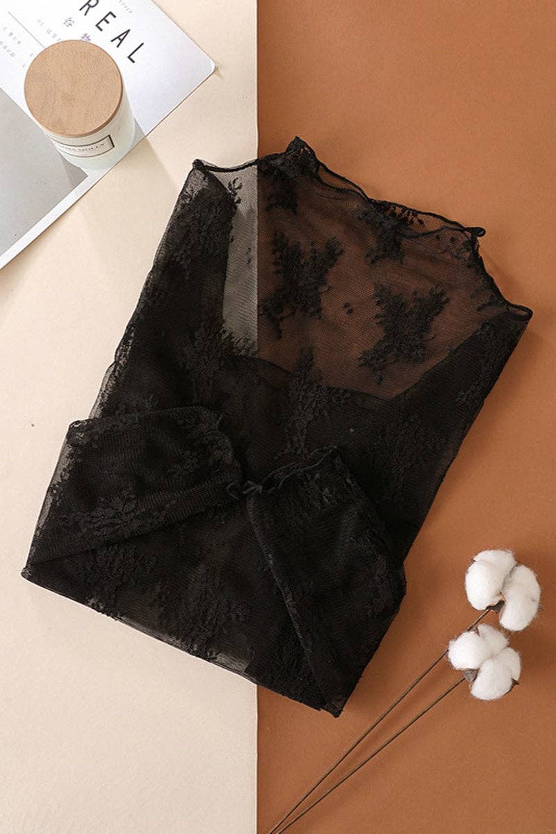 Sheer Lace Long Sleeve Top