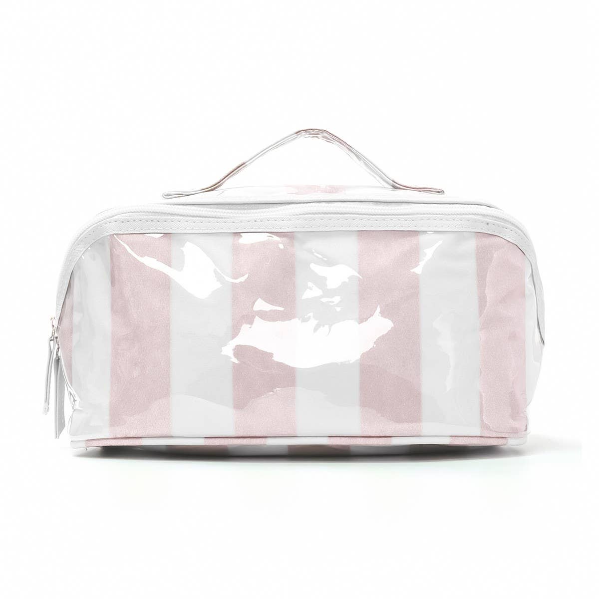 CHECKER STRIPED  OPEN FLAT COSMETIC MAKEUP POUCH