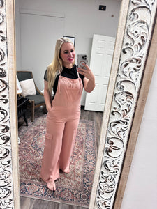 Wide leg soft pink overalls