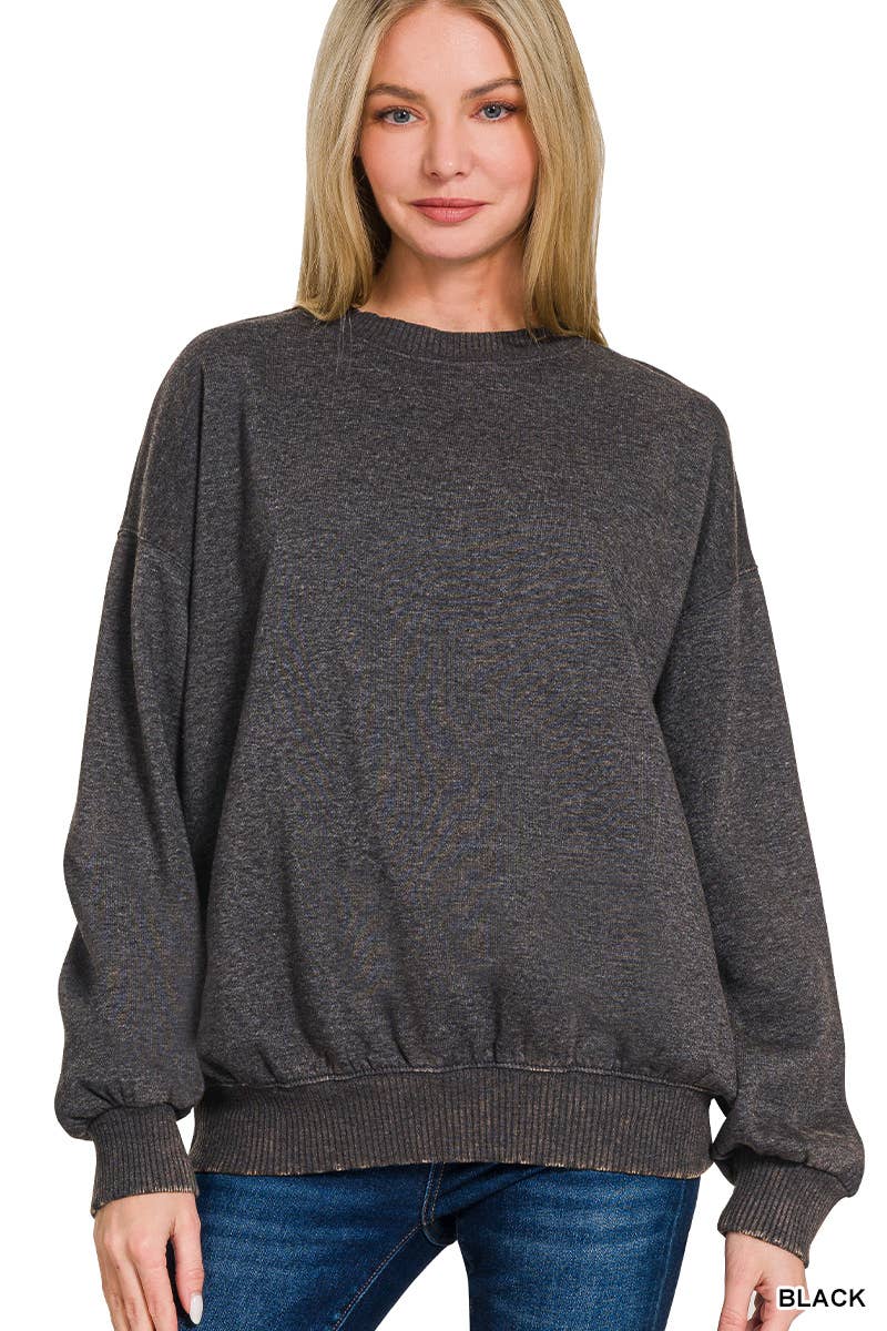 Washed Fleece Oversized Pullover Sweatshirt