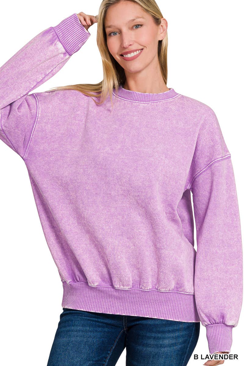 Washed Fleece Oversized Pullover Sweatshirt