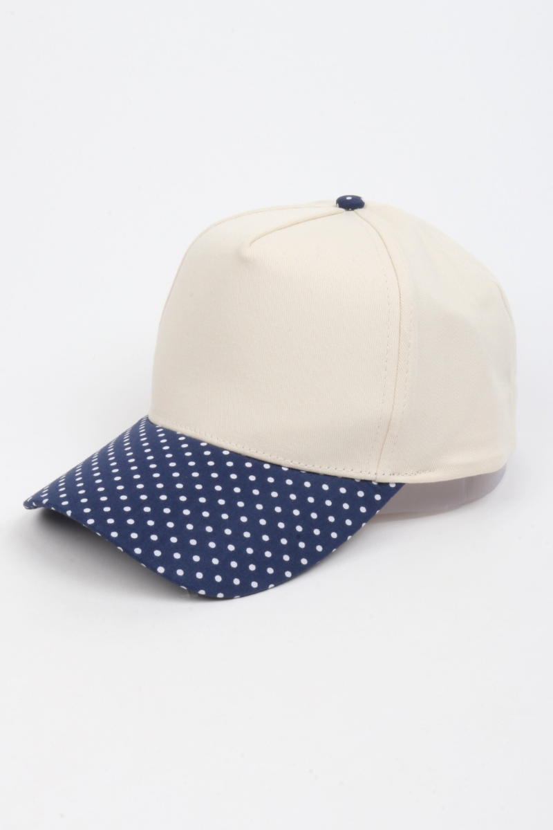 Polka Dot Printed Brim 5-Panel Two-Tone Cap – Trendy Casual