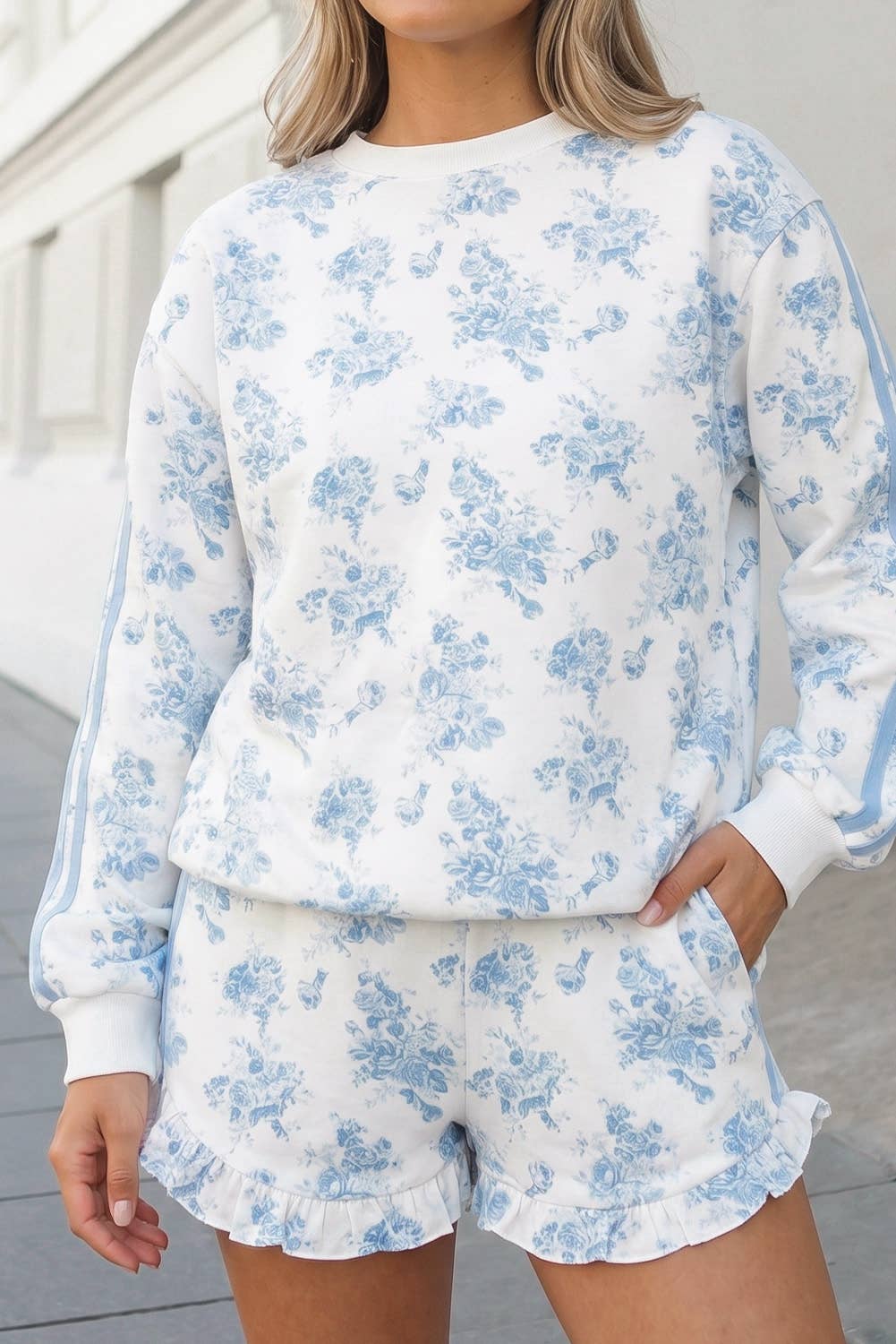 Floral Long Sleeve Top 2pcs Shorts Set | S-XL