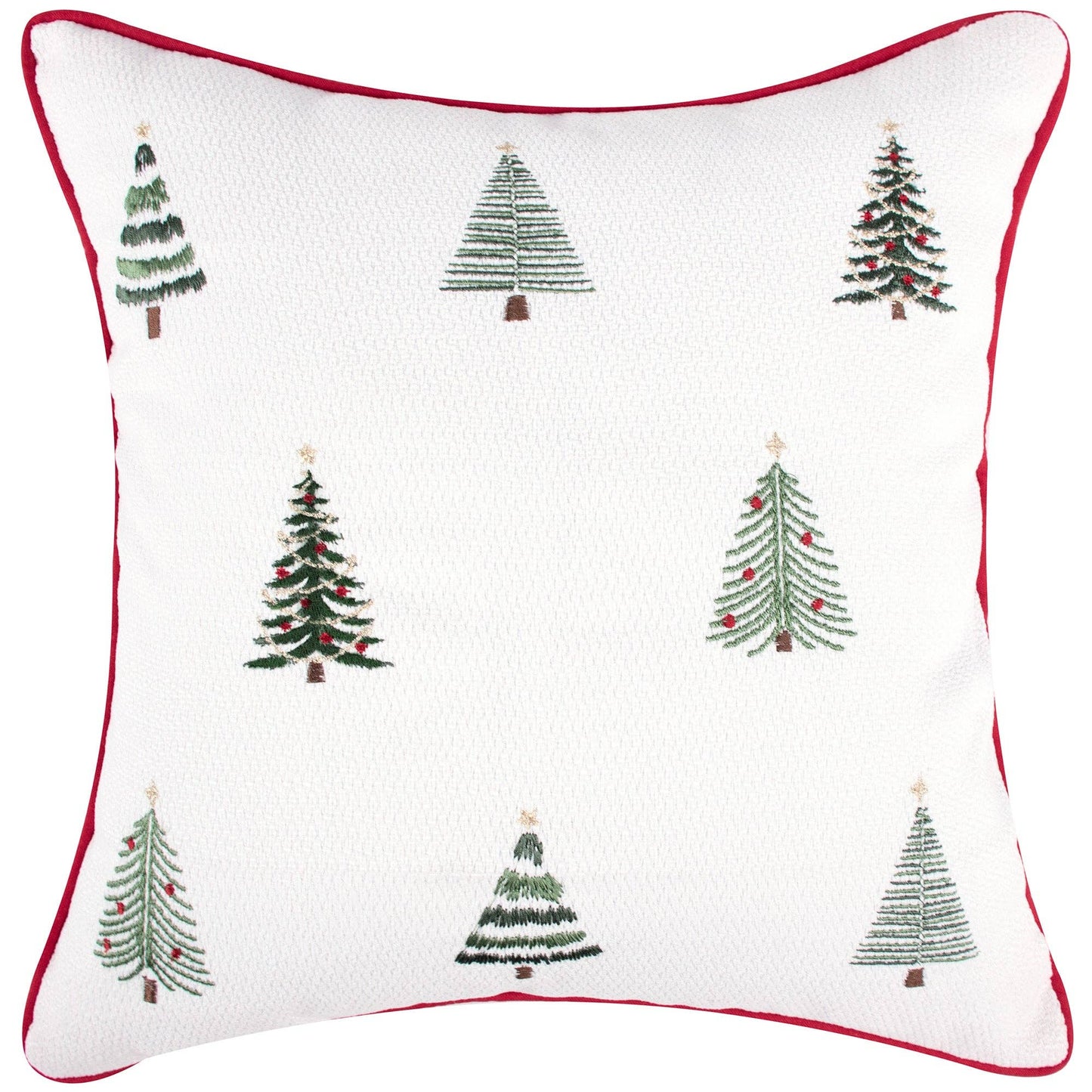 Patchwork Pine Embroidered Trees Throw Pillow