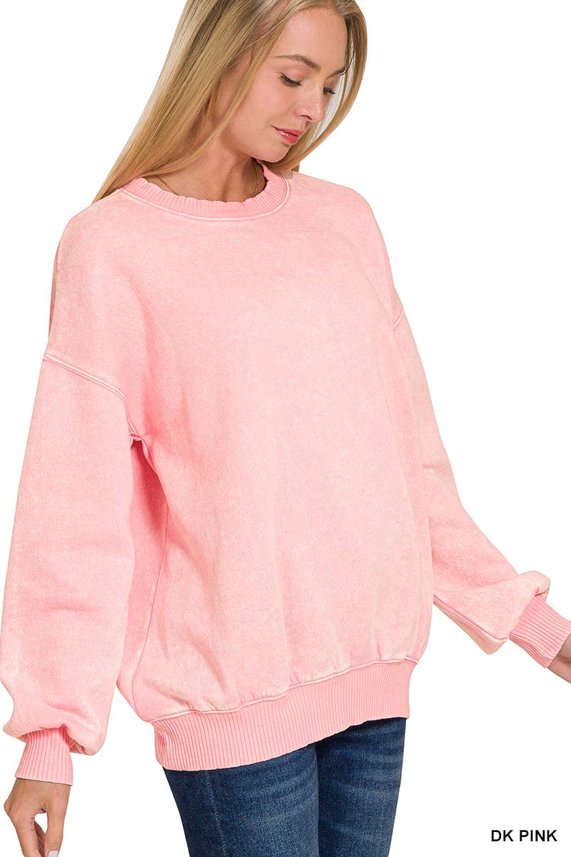 Washed Fleece Oversized Pullover Sweatshirt