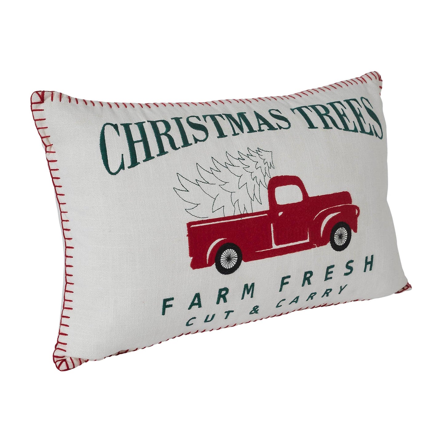 Farm Fresh Red Truck Christmas Pillow 14x22