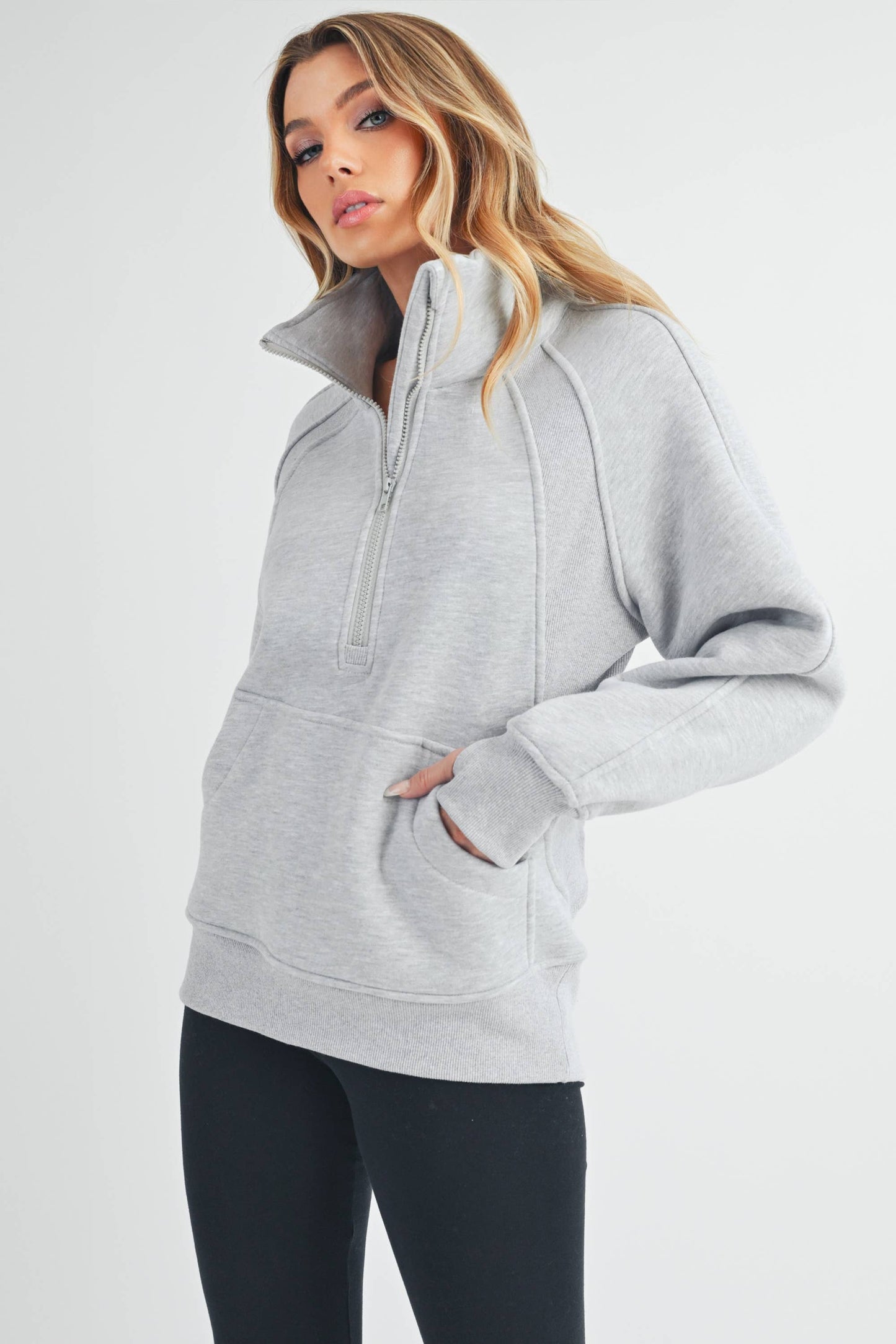 Dove Funnel Neck Half Zip-Long