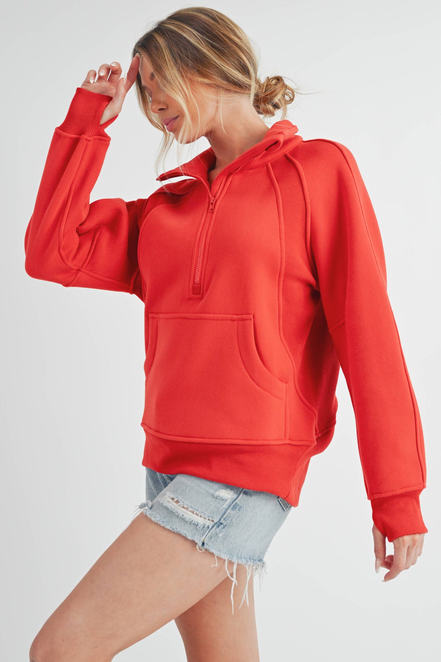 Dove Funnel Neck Half Zip-Long