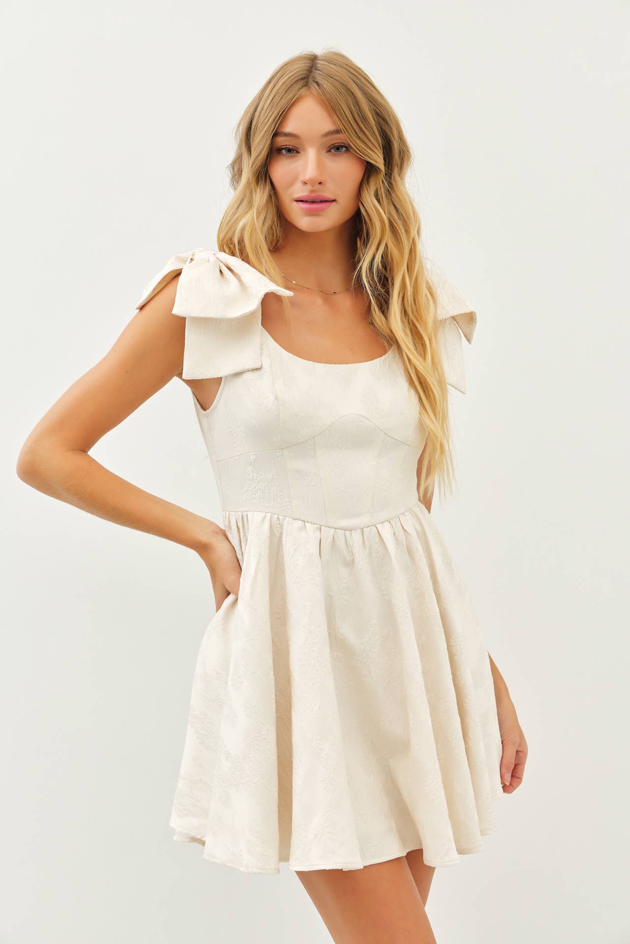 FLARE MINI DRESS - BOW STRAPS