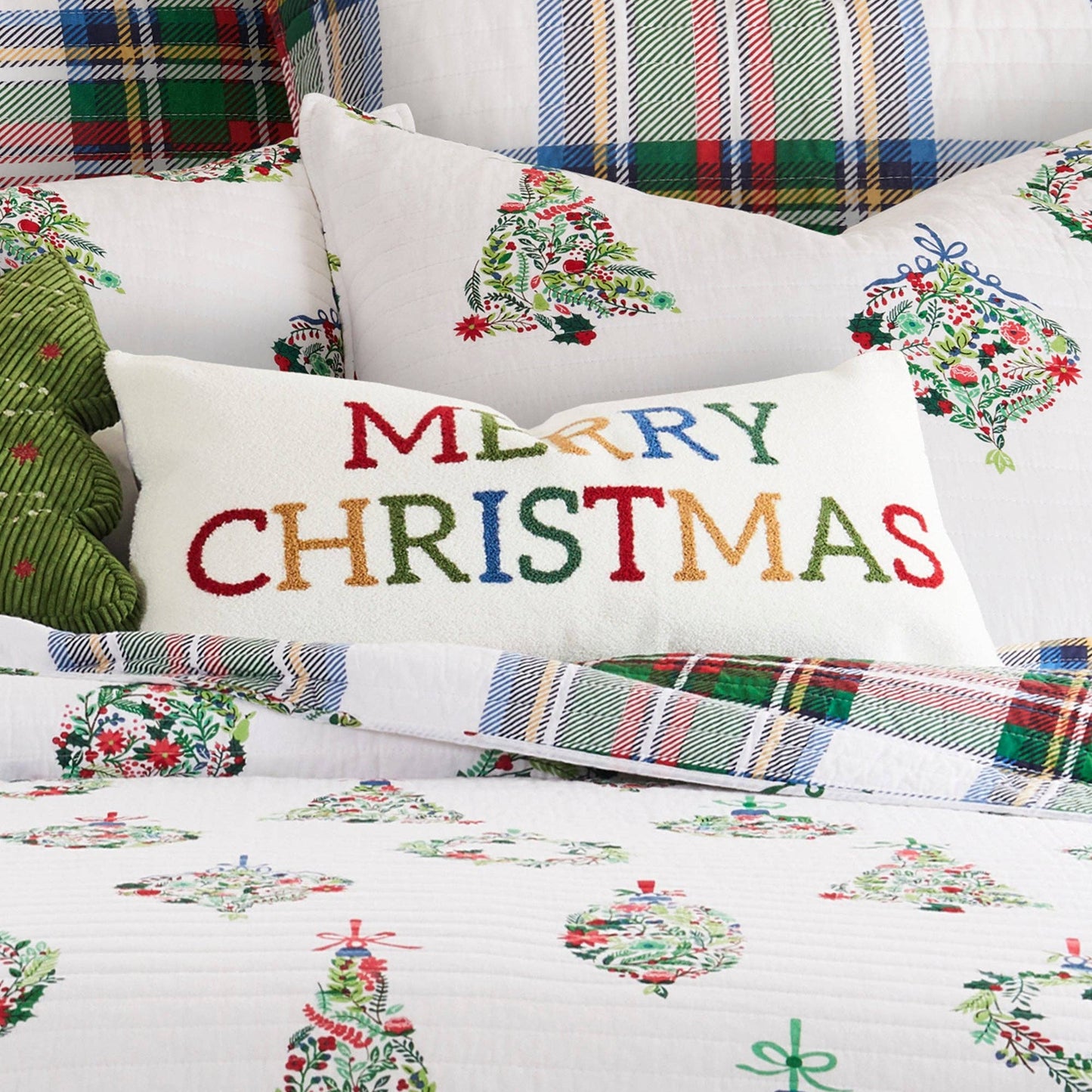 Festive Baubles Merry Christmas Throw Pillow