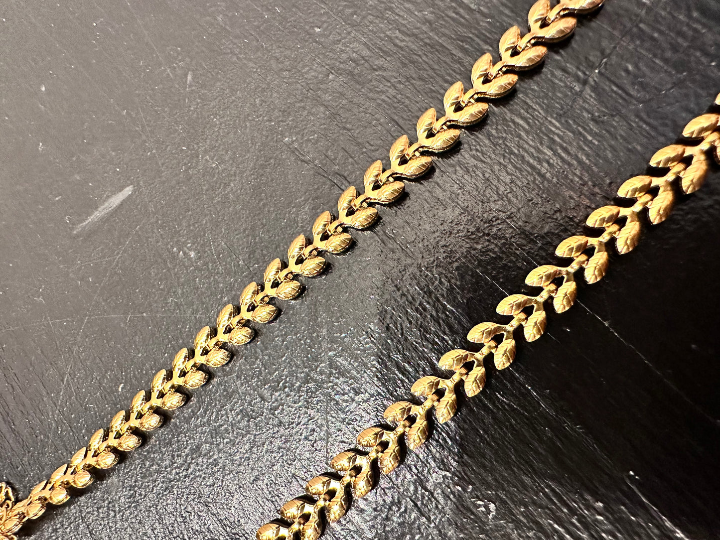 Gold herringbone chain necklace