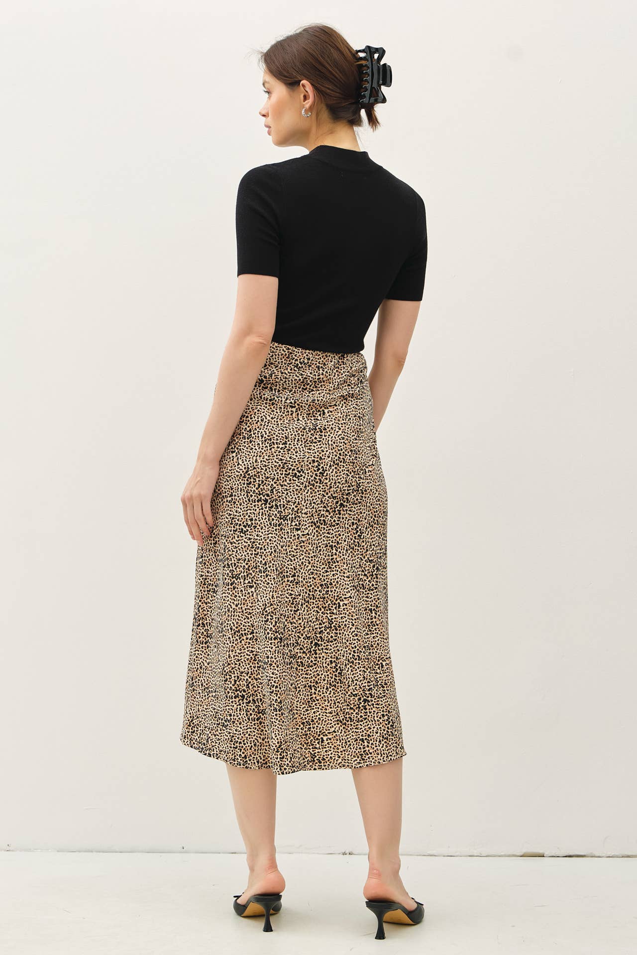 PRINT MIDI SKIRT WITH ELASTIC WAISTBAND