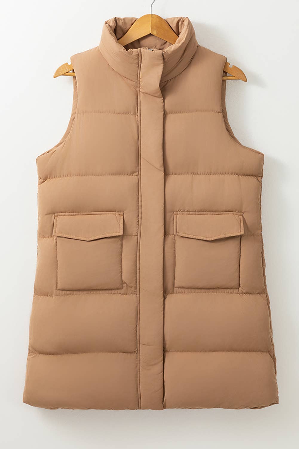 Winter Full Zipper Pockets Puffer Outerwear Vest