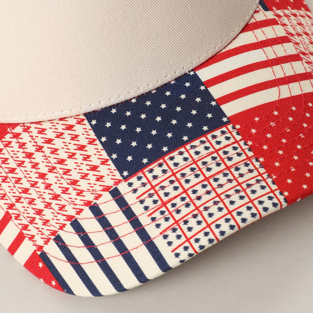 Americana Patchwork Brim Trucker Hat