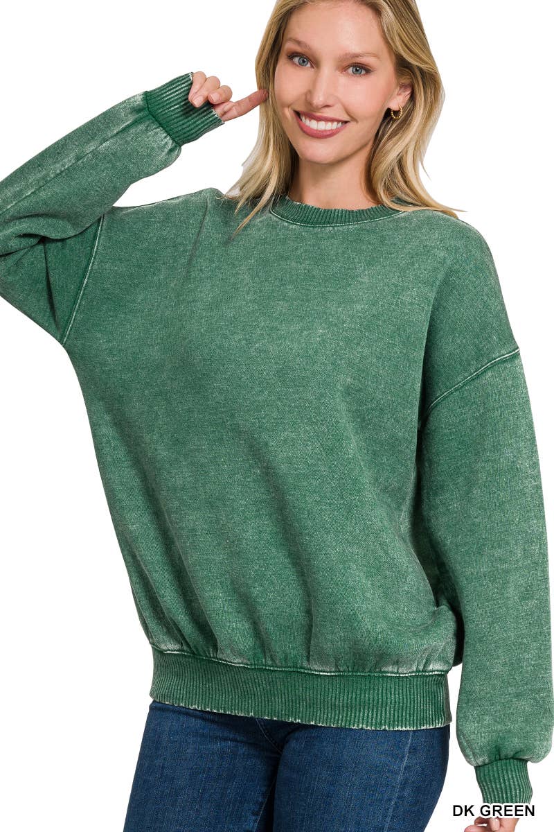 Washed Fleece Oversized Pullover Sweatshirt