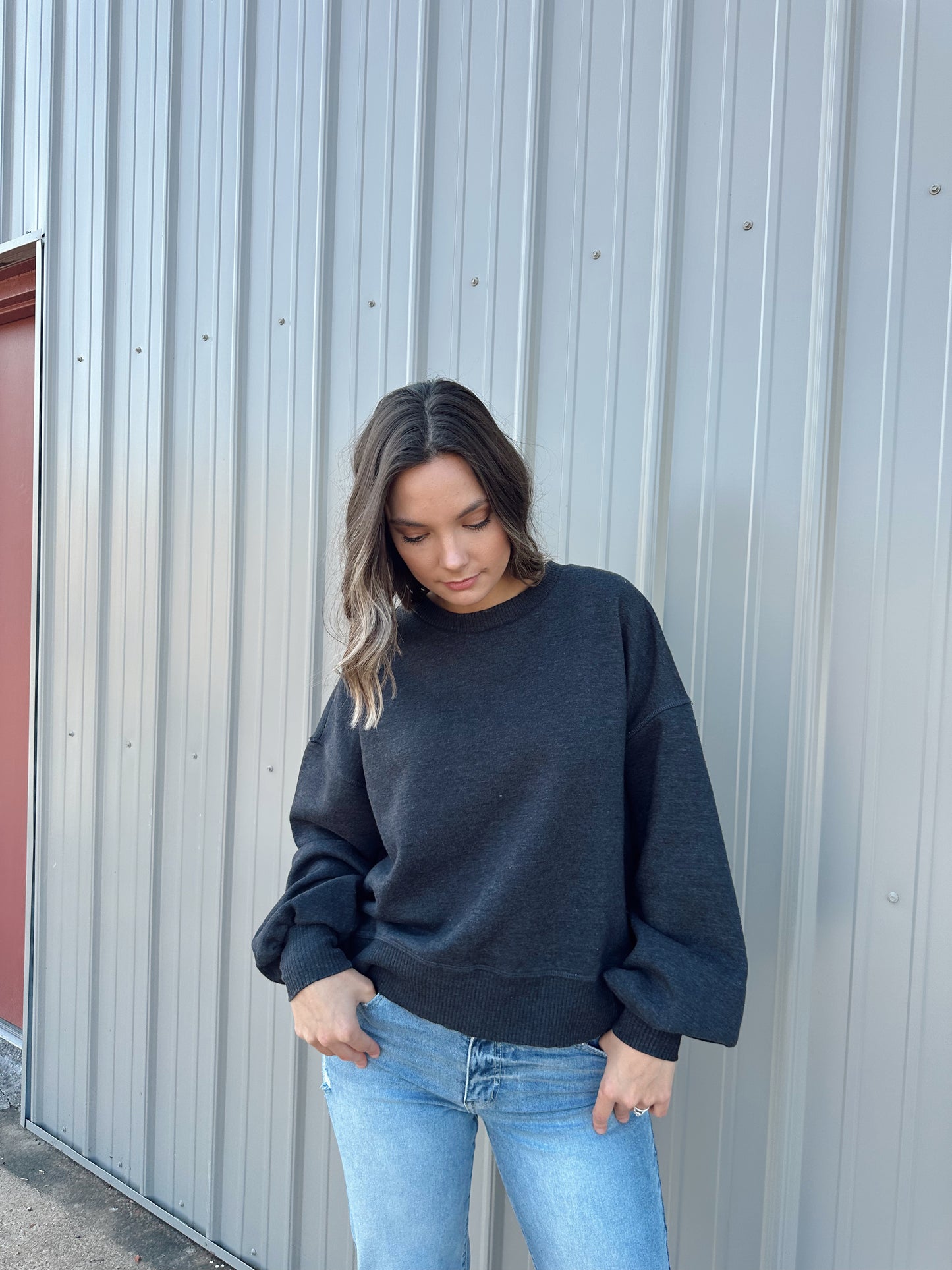 Ash Black Acid Wash Pullover