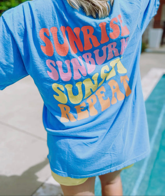 Sunrise sunburn sunset repeat tee