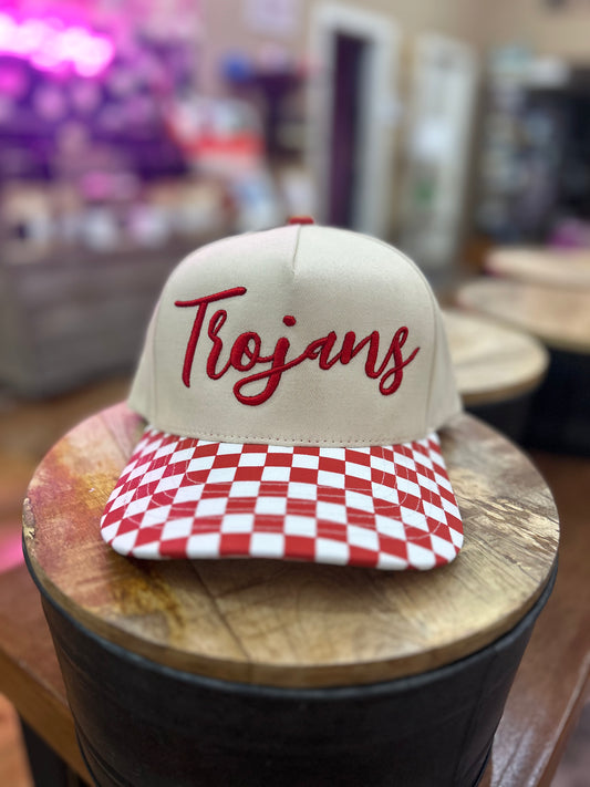 Trojans Checkered Puff Hat