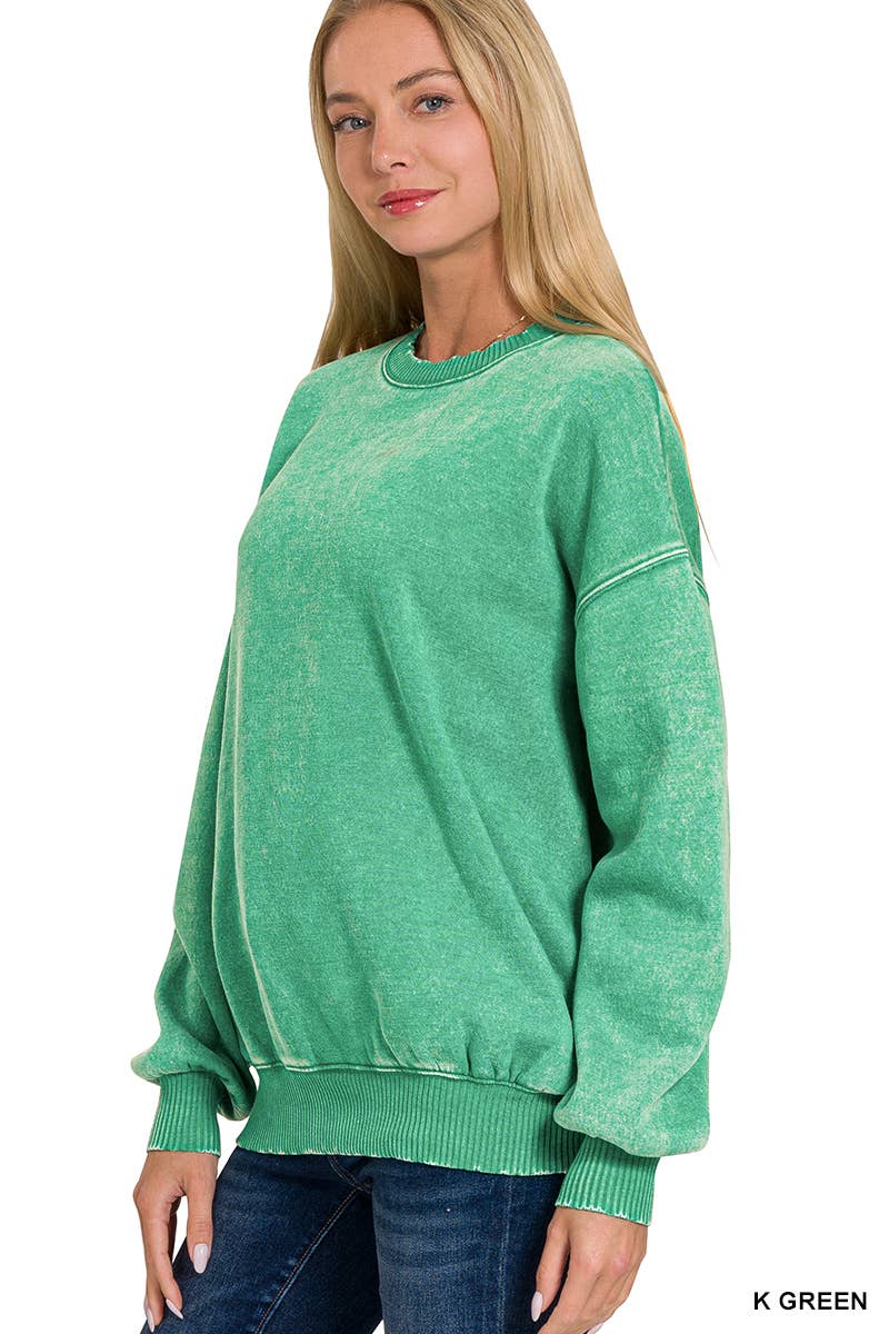 Washed Fleece Oversized Pullover Sweatshirt