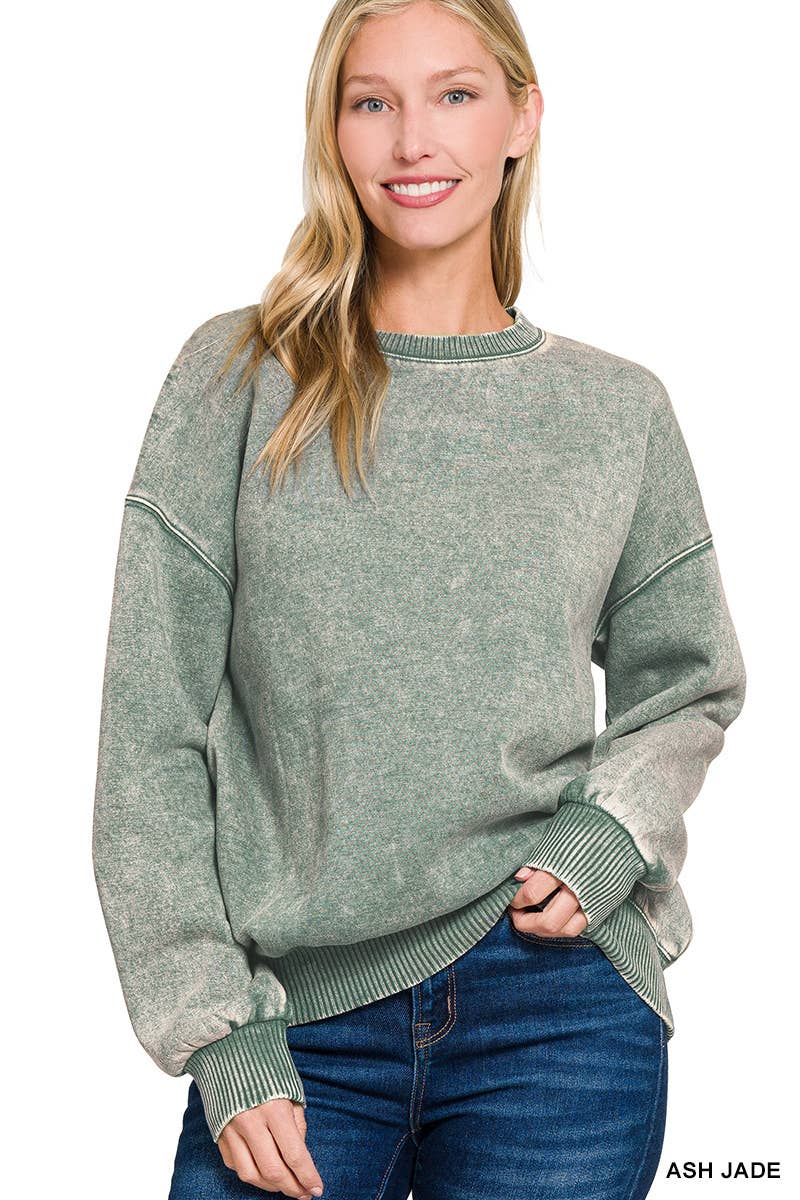 Washed Fleece Oversized Pullover Sweatshirt