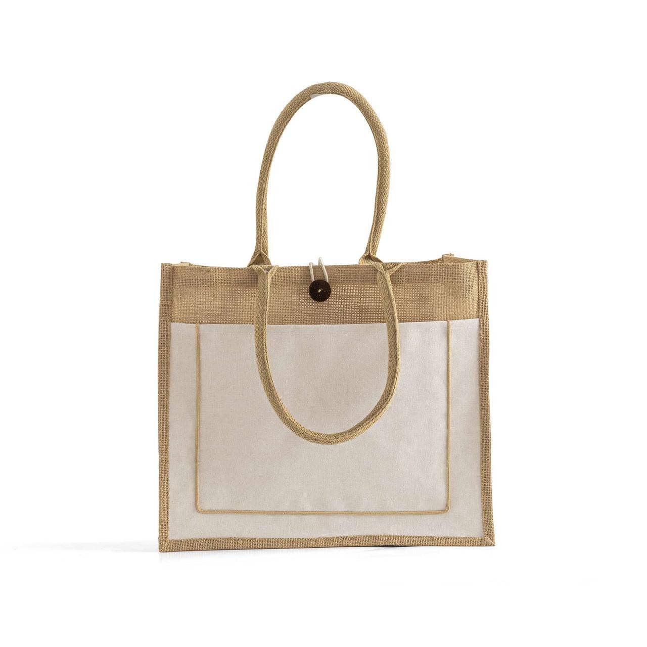 Natural Jute Tote Bags – Wholesale Eco Burlap with Button