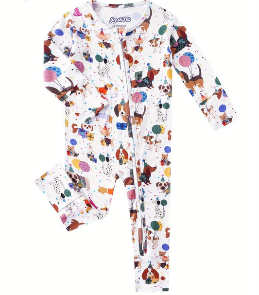 Animal Party Bamboo Baby Convertible Zippy Romper