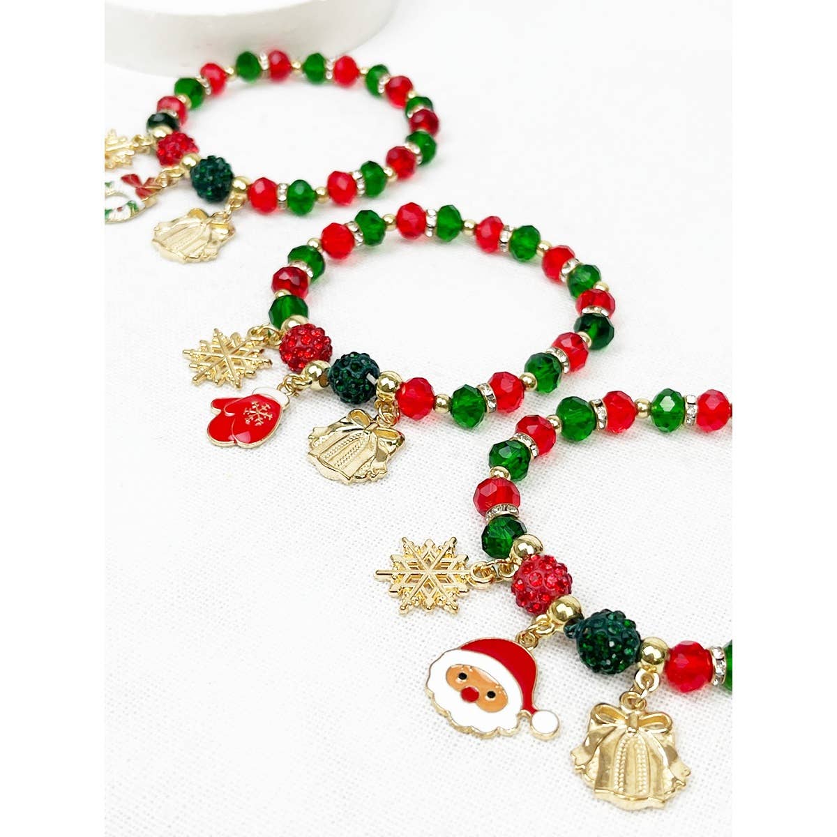 Christmas Theme Stretch Bracelet with Charms