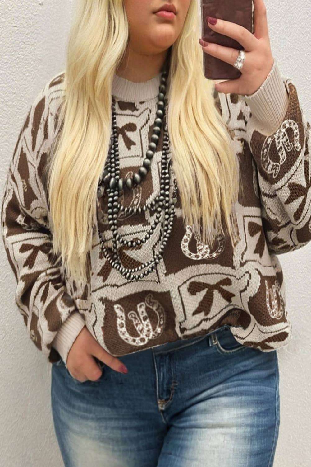 Bows Horseshoes Western Sweater
