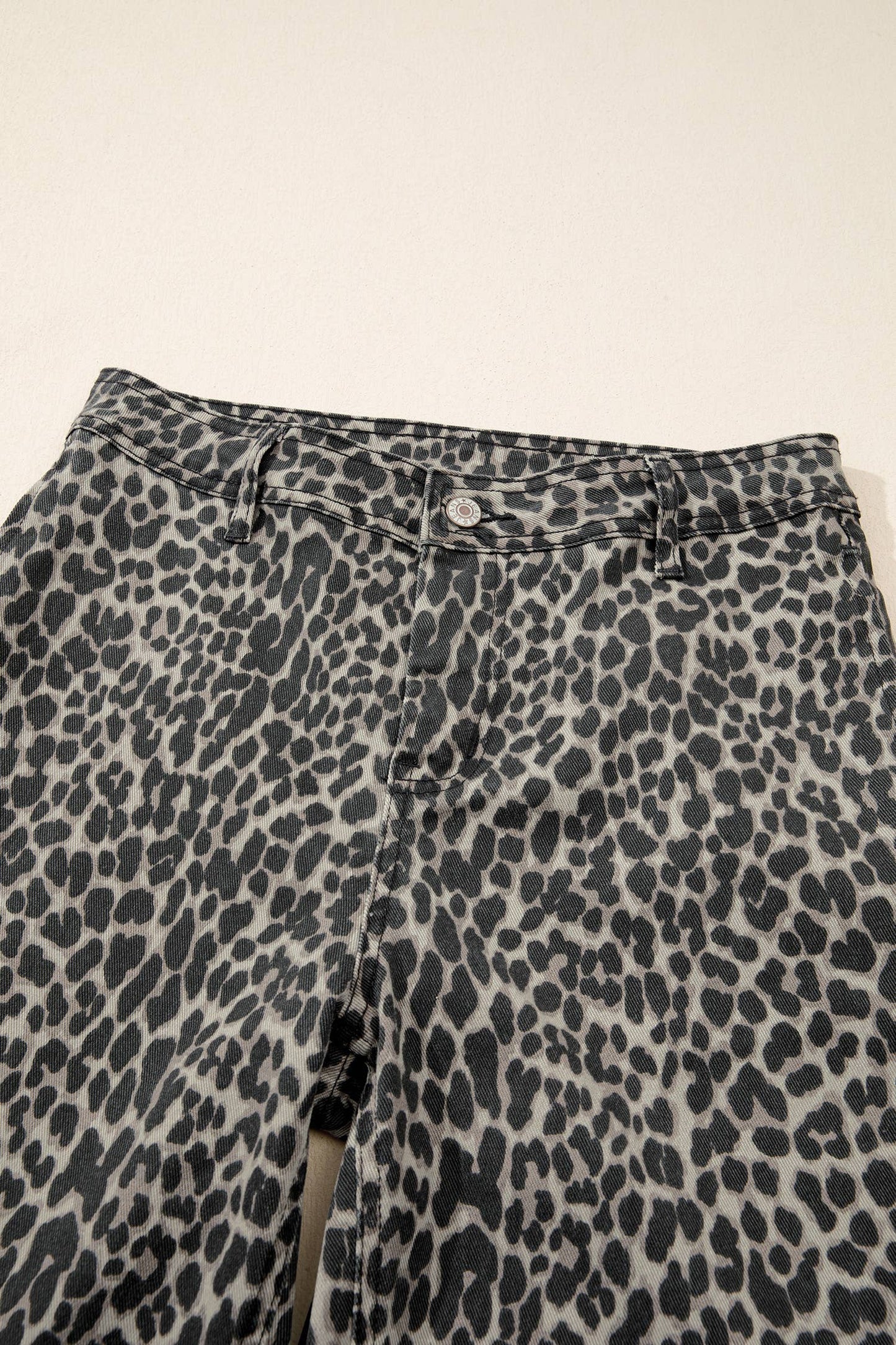 Black Leopard Print Wide Leg High Waist Jeans