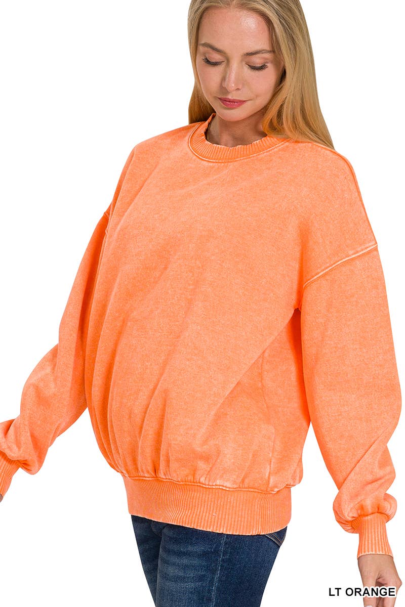 Washed Fleece Oversized Pullover Sweatshirt