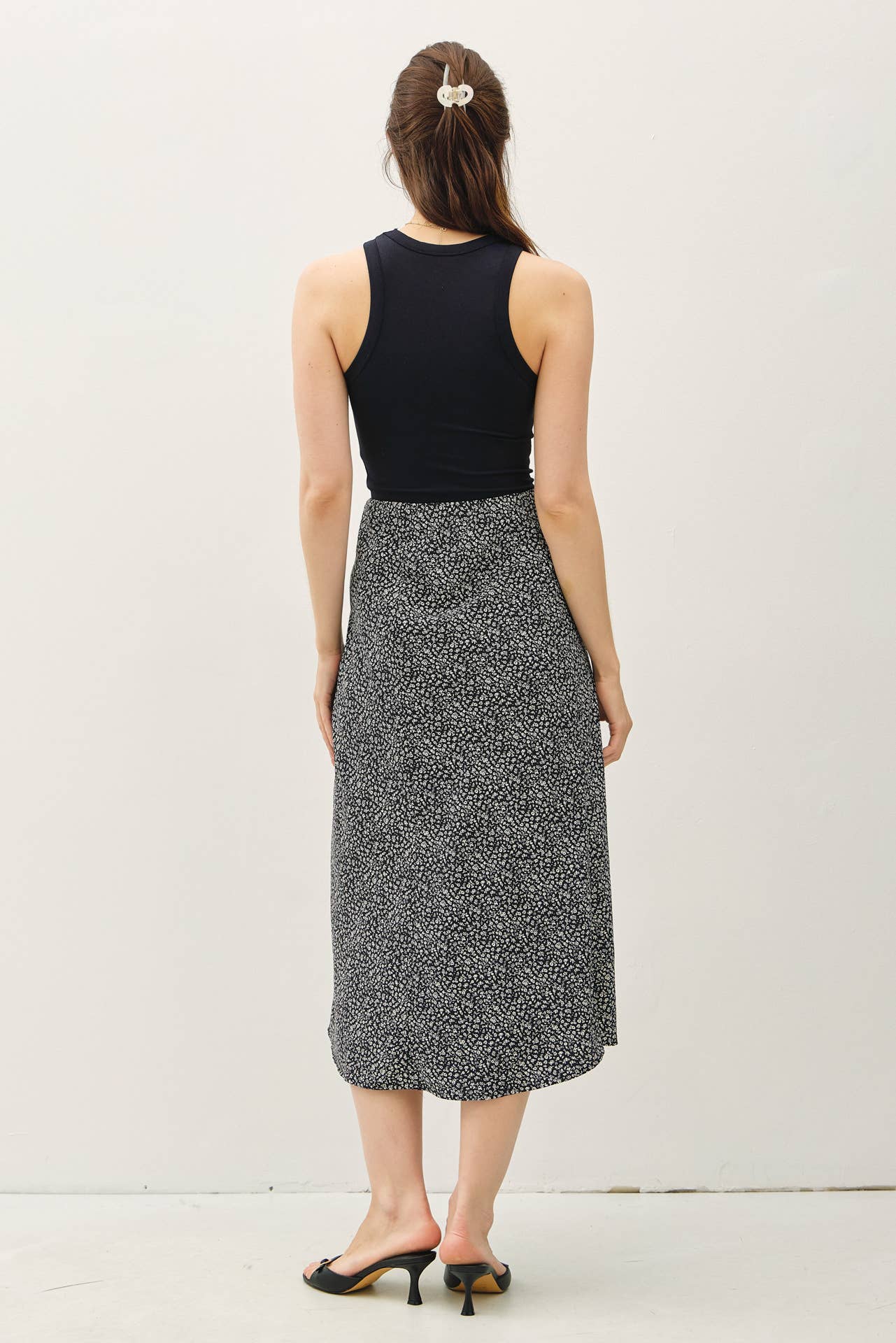 PRINT MIDI SKIRT WITH ELASTIC WAISTBAND