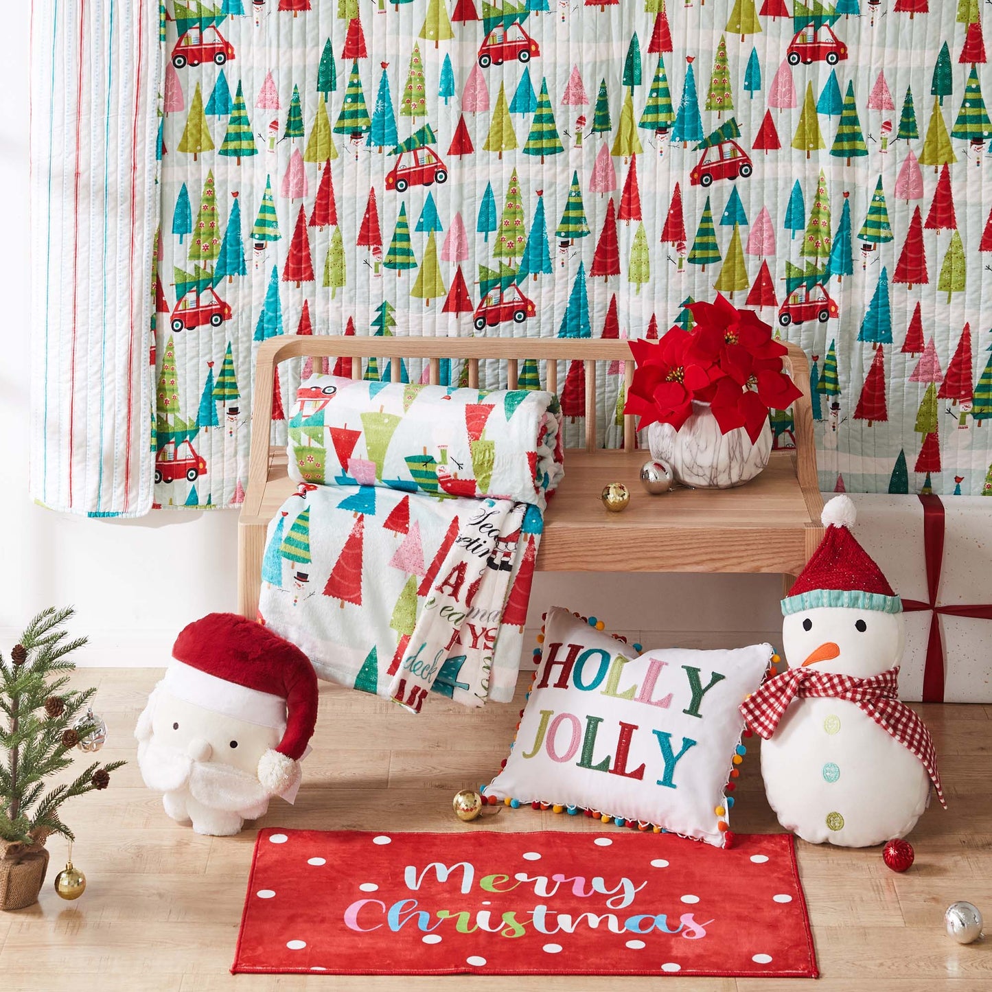 Holly Jolly Pom Pillow