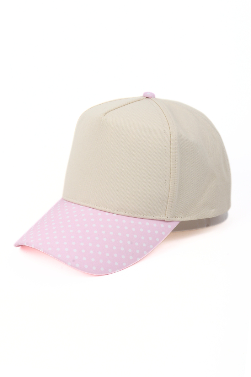 Polka Dot Printed Brim 5-Panel Two-Tone Cap – Trendy Casual