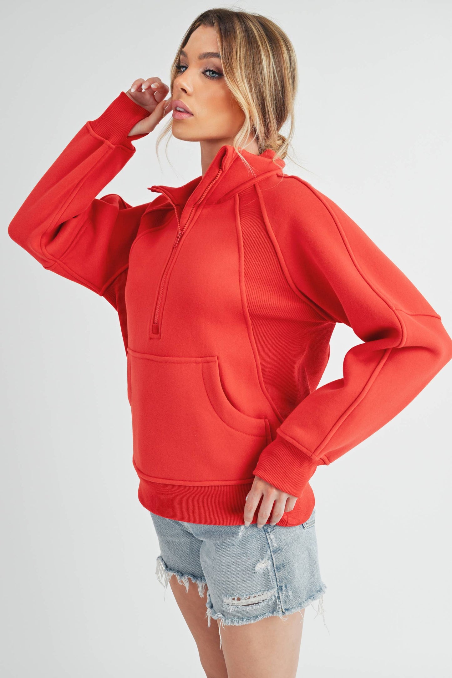 Dove Funnel Neck Half Zip-Long