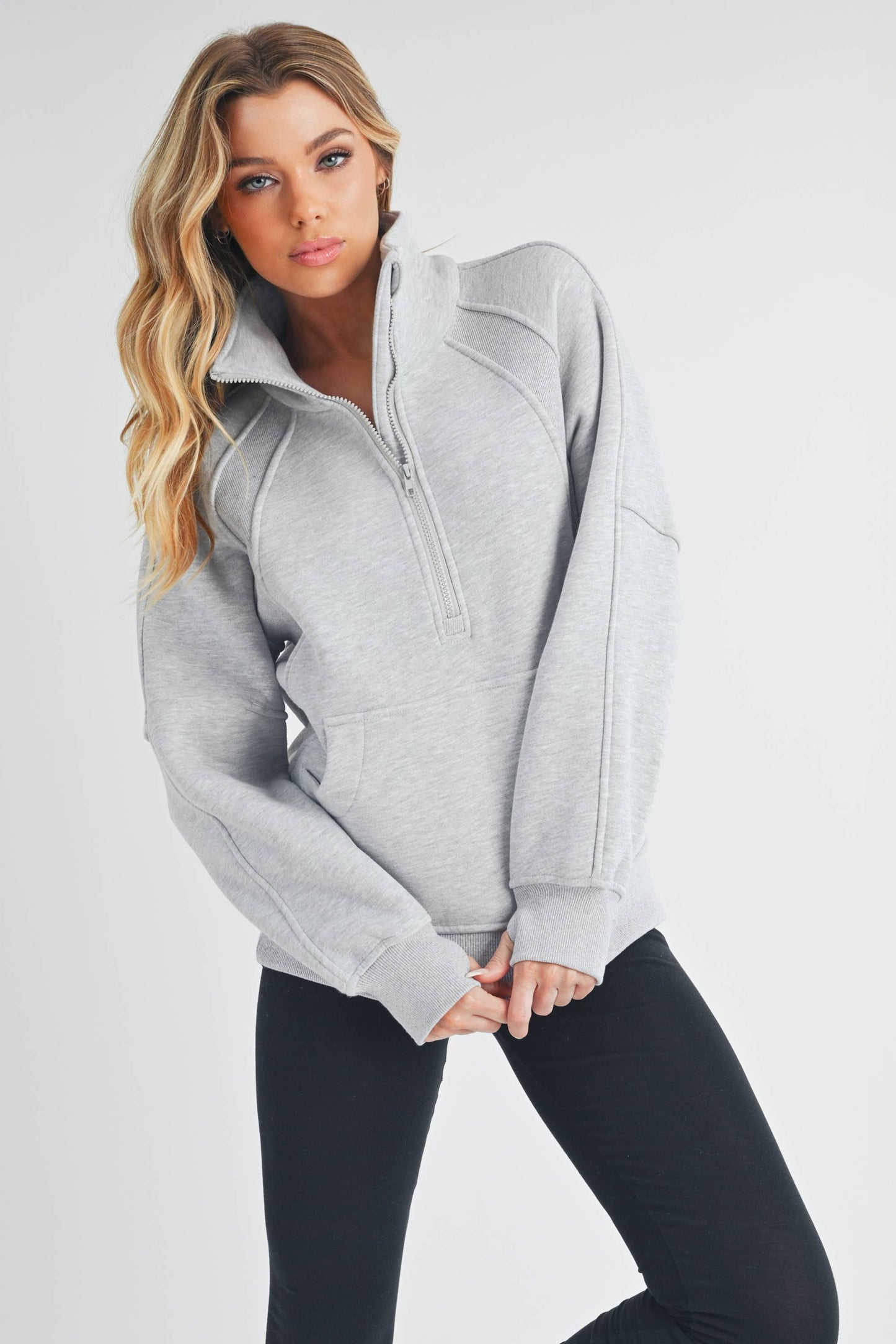 Dove Funnel Neck Half Zip-Long