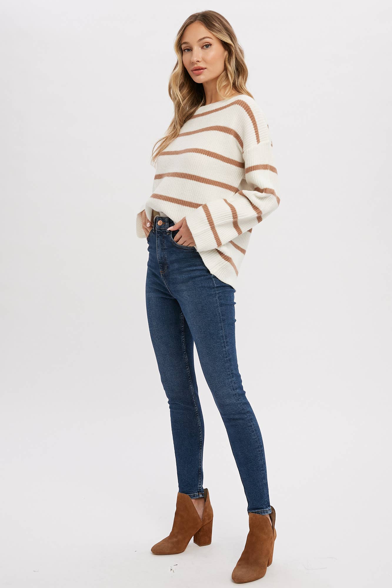 STRIPE RIBBED PULLOVER