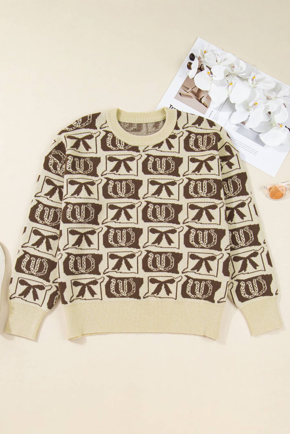 Bows Horseshoes Western Sweater