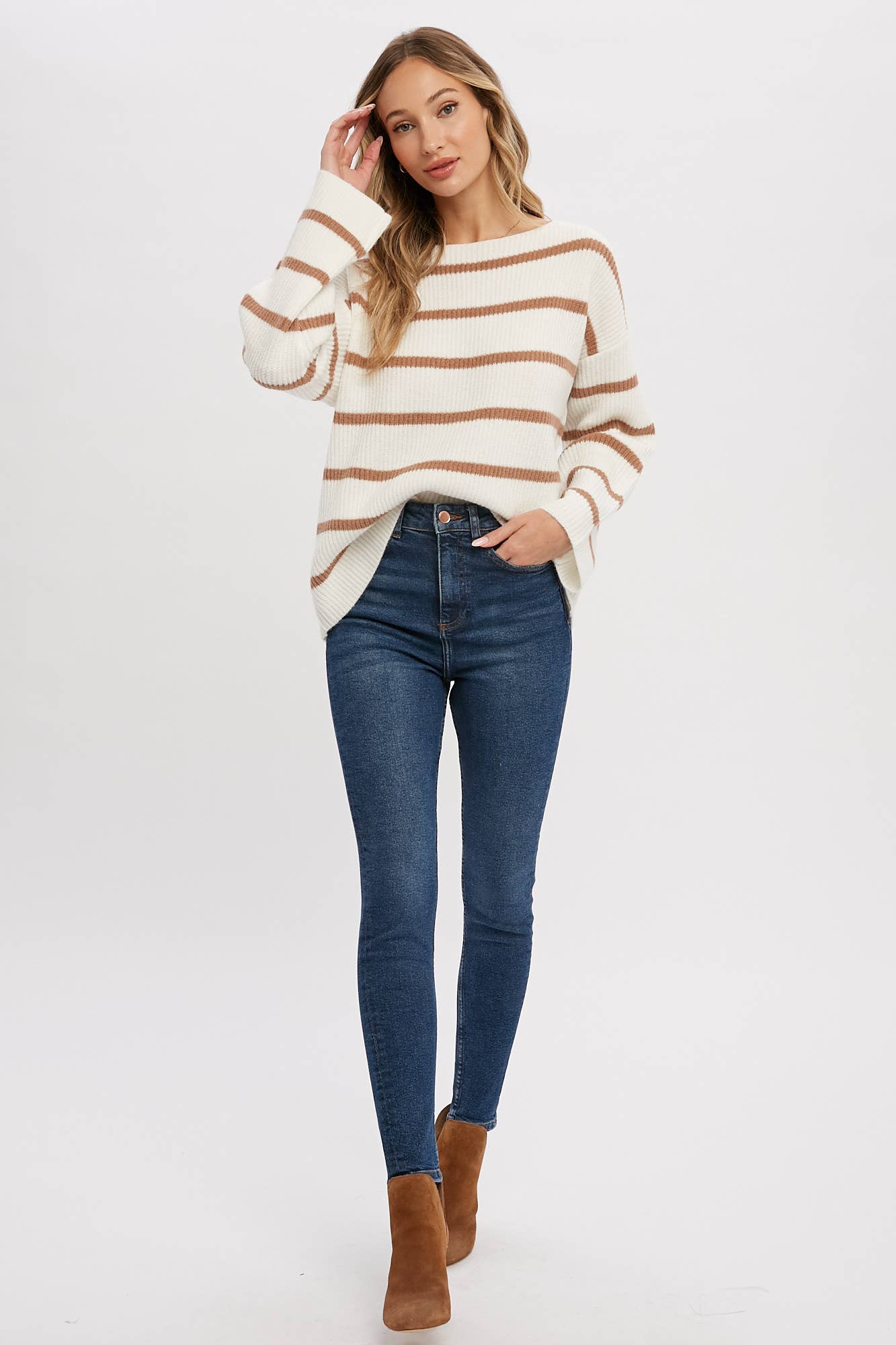 STRIPE RIBBED PULLOVER