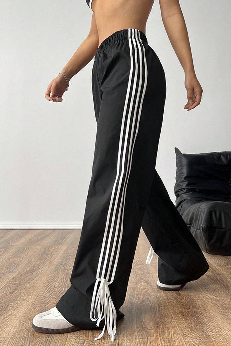 Leopard Print Stripe Casual Pants
